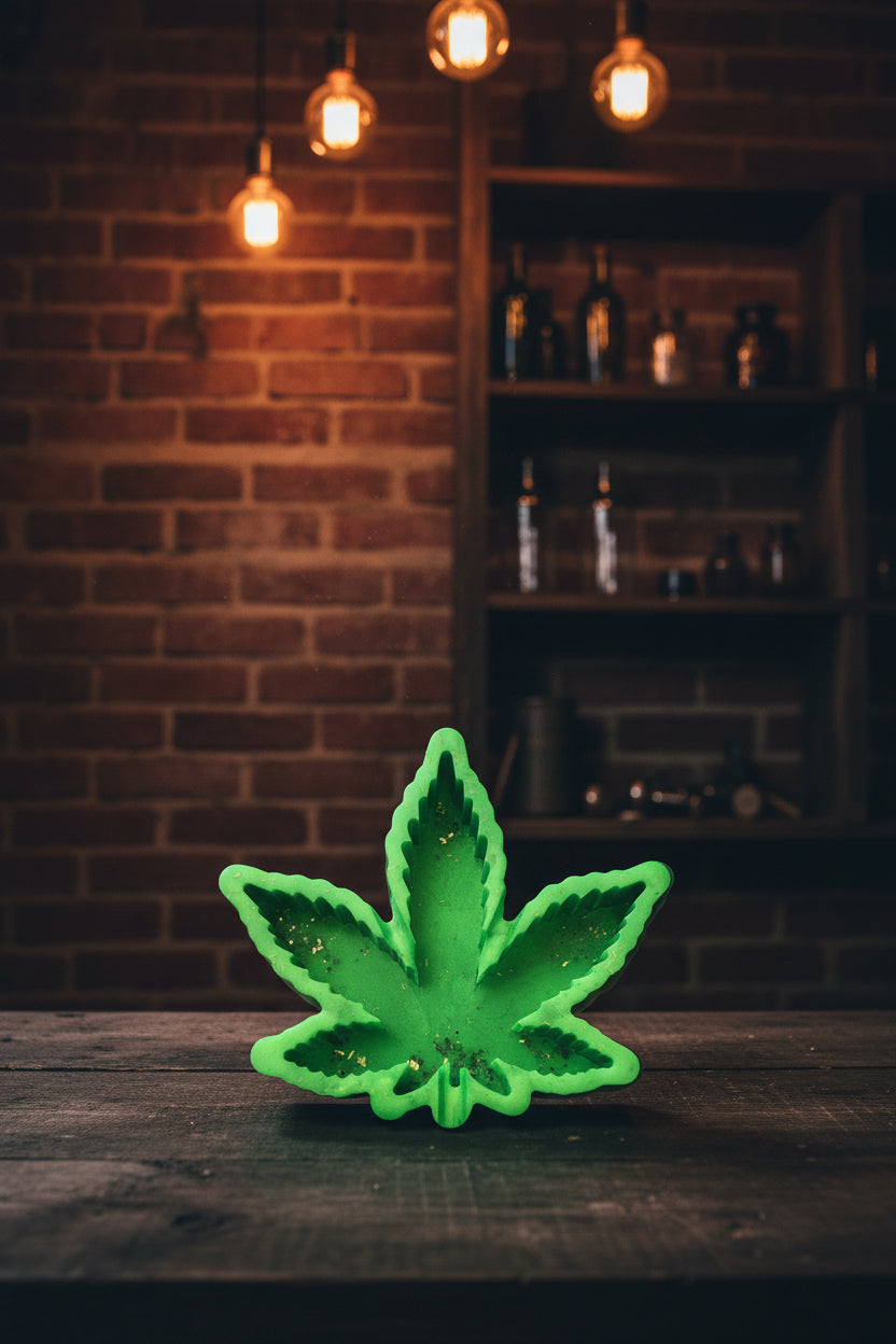 Cannabis Leaf Ashtray – Gold Embellished