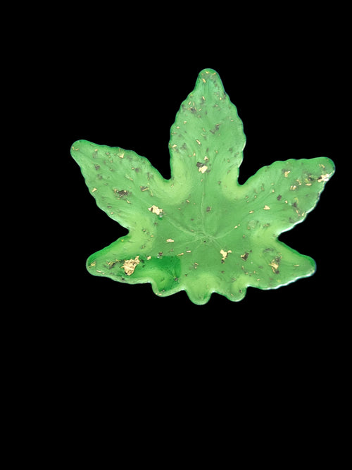 Cannabis Leaf Ashtray – Gold Embellished