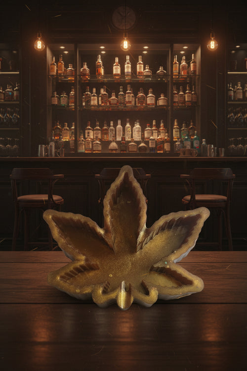 Cannabis Leaf Ashtray – Gold Embellished